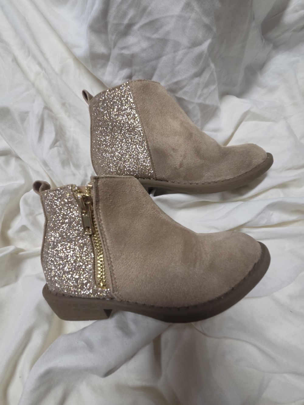 Fabkids Girls' Glitter Back Ankle Boots - Taupe